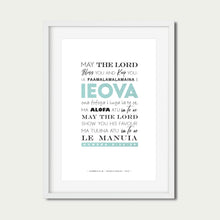 Load image into Gallery viewer, Numbers 6:24-26 Samoan/English: Typography (Blue)