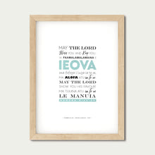 Load image into Gallery viewer, Numbers 6:24-26 Samoan/English: Typography (Blue)