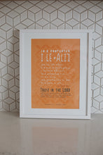 Load image into Gallery viewer, Proverbs 3:5-6 - Samoan - Orange, Trust in the Lord (White) A3