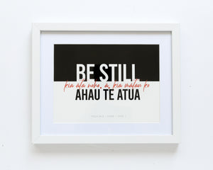 Psalm 46:10 - Maori: Be Still (White) Table Top