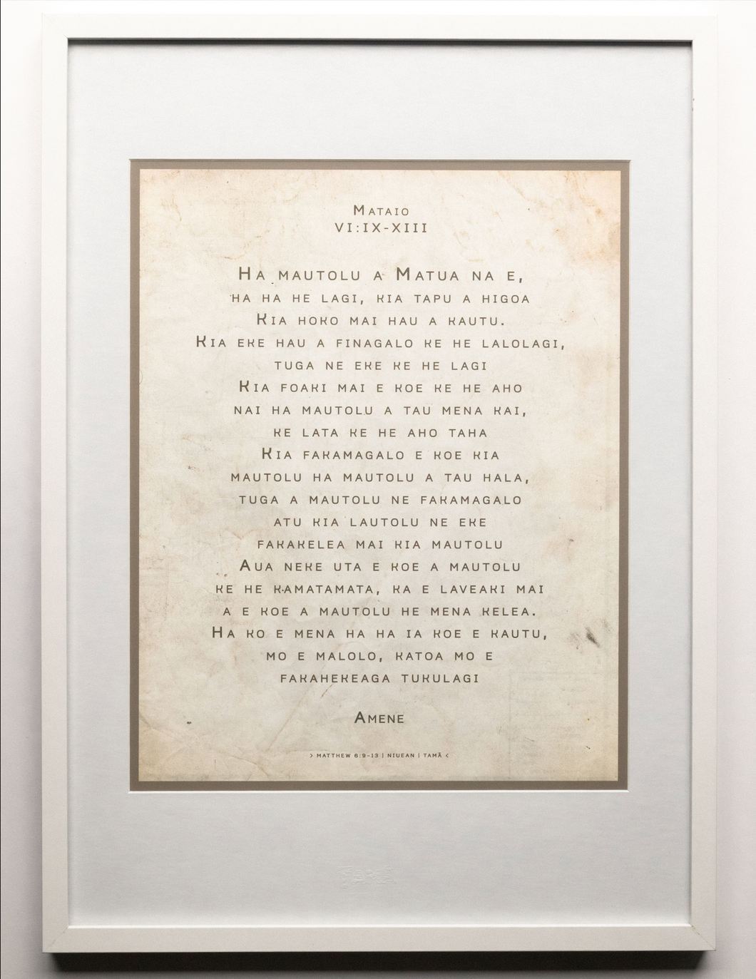 Matthew 6 - Niuean, The Lord's Prayer CLASEC - (White) A2