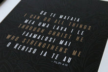 Load image into Gallery viewer, Philippians 4:13 I can do all things, Confidence II - Samoan (Black) A4