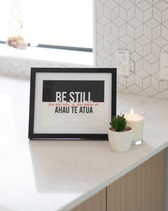 Psalm 46:10 - Maori: Be Still (Black) Table Top